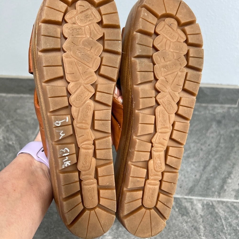 Korks Faithe Brown Platform Wedge Slides Sandals - image 8